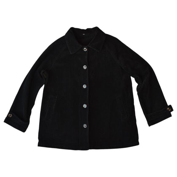 Black Corduroy Button-Up Workwear Utility Oversized Jacket Men Size Medium - Picture 1 of 7